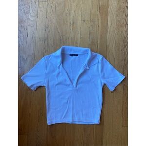 Zara collared short sleeve crop top